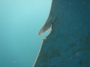 keel damage by the mooring